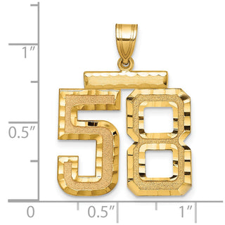 14k Yellow Gold Large Diamond-Cut Number 58 Pendant