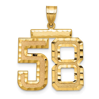 14k Yellow Gold Large Diamond-Cut Number 58 Pendant
