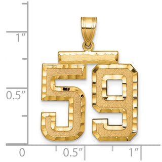 14k Yellow Gold Large Diamond-Cut Number 59 Pendant