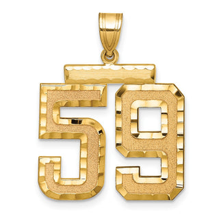 14k Yellow Gold Large Diamond-Cut Number 59 Pendant