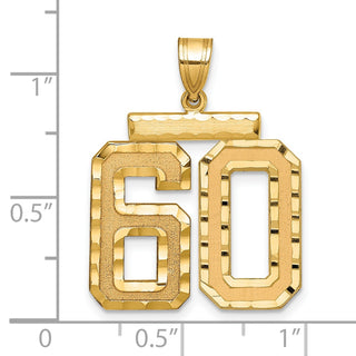 14k Yellow Gold Large Diamond-Cut Number 60 Pendant