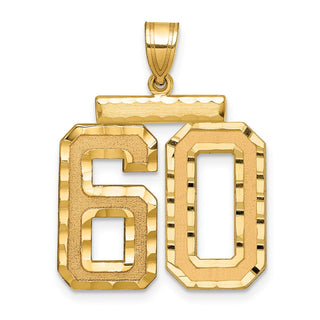 14k Yellow Gold Large Diamond-Cut Number 60 Pendant