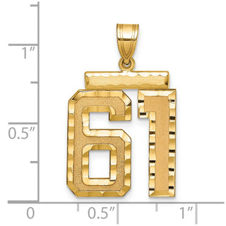 14k Yellow Gold Large Diamond-Cut Number 61 Pendant