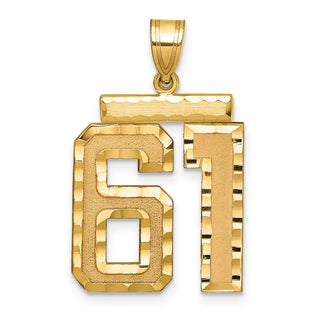 14k Yellow Gold Large Diamond-Cut Number 61 Pendant