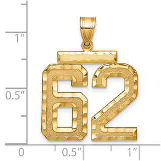 14k Yellow Gold Large Diamond-Cut Number 62 Pendant