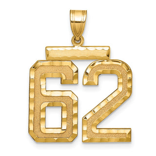 14k Yellow Gold Large Diamond-Cut Number 62 Pendant