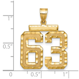 14k Yellow Gold Large Diamond-Cut Number 63 Pendant