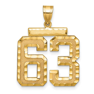 14k Yellow Gold Large Diamond-Cut Number 63 Pendant