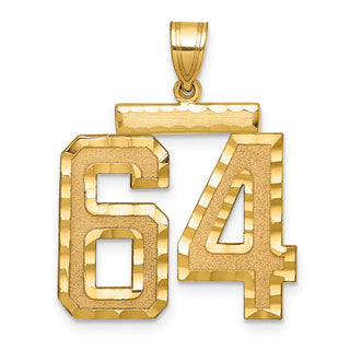 14k Yellow Gold Large Diamond-Cut Number 64 Pendant
