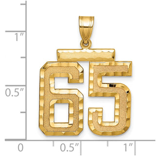 14k Yellow Gold Large Diamond-Cut Number 65 Pendant