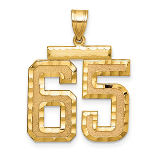 14k Yellow Gold Large Diamond-Cut Number 65 Pendant