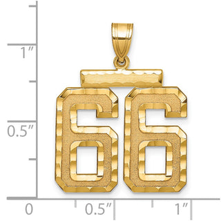14k Yellow Gold Large Diamond-Cut Number 66 Pendant