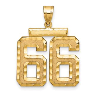 14k Yellow Gold Large Diamond-Cut Number 66 Pendant
