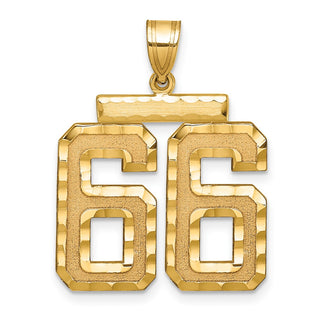 14k Yellow Gold Large Diamond-Cut Number 66 Pendant