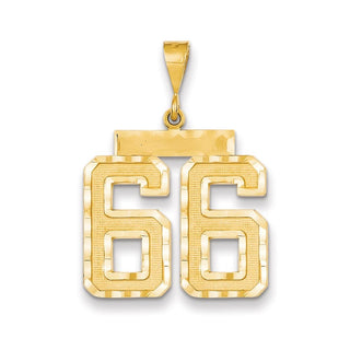 14k Yellow Gold Large Diamond-Cut Number 66 Pendant