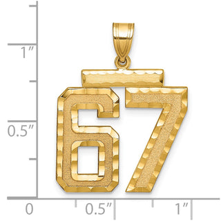 14k Yellow Gold Large Diamond-Cut Number 67 Pendant