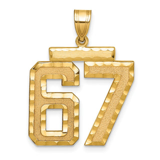 14k Yellow Gold Large Diamond-Cut Number 67 Pendant