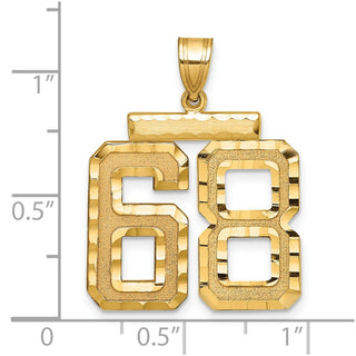14k Yellow Gold Large Diamond-Cut Number 68 Pendant