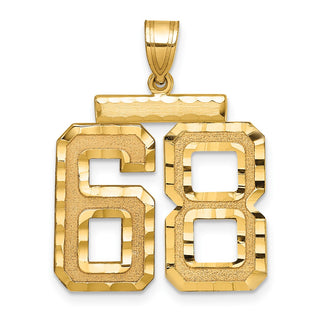 14k Yellow Gold Large Diamond-Cut Number 68 Pendant
