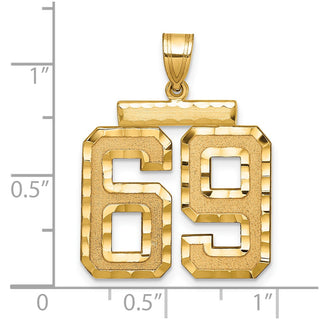 14k Yellow Gold Large Diamond-Cut Number 69 Pendant