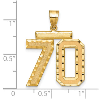 14k Yellow Gold Large Diamond-Cut Number 70 Pendant