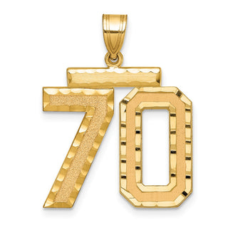 14k Yellow Gold Large Diamond-Cut Number 70 Pendant