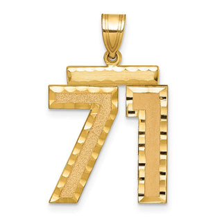 14k Yellow Gold Large Diamond-Cut Number 71 Pendant