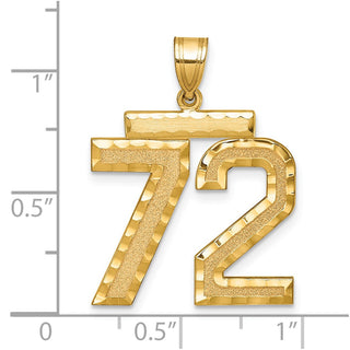 14k Yellow Gold Large Diamond-Cut Number 72 Pendant