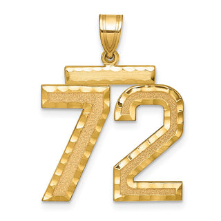 14k Yellow Gold Large Diamond-Cut Number 72 Pendant