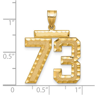14k Yellow Gold Large Diamond-Cut Number 73 Pendant