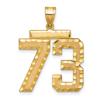 14k Yellow Gold Large Diamond-Cut Number 73 Pendant