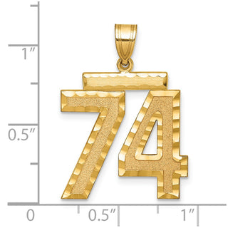 14k Yellow Gold Large Diamond-Cut Number 74 Pendant