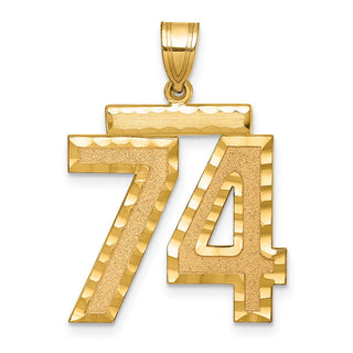 14k Yellow Gold Large Diamond-Cut Number 74 Pendant