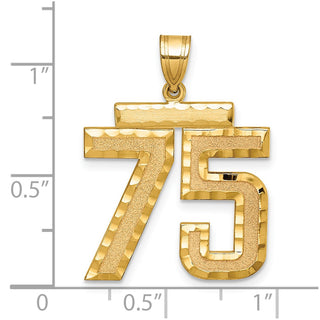 14k Yellow Gold Large Diamond-Cut Number 75 Pendant