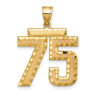 14k Yellow Gold Large Diamond-Cut Number 75 Pendant