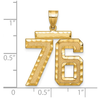 14k Yellow Gold Large Diamond-Cut Number 76 Pendant