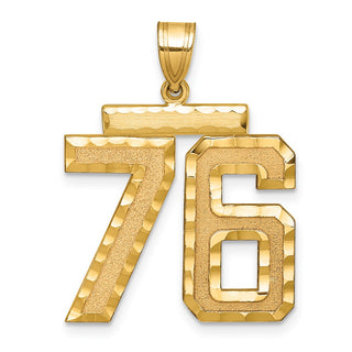 14k Yellow Gold Large Diamond-Cut Number 76 Pendant
