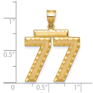 14k Yellow Gold Large Diamond-Cut Number 77 Pendant