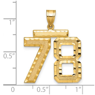 14k Yellow Gold Large Diamond-Cut Number 78 Pendant