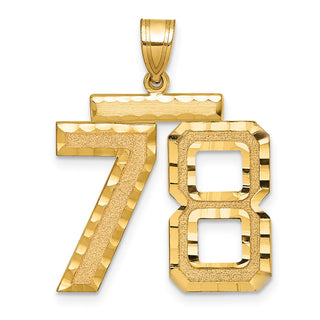 14k Yellow Gold Large Diamond-Cut Number 78 Pendant