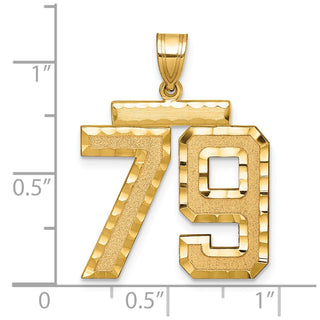 14k Yellow Gold Large Diamond-Cut Number 79 Pendant