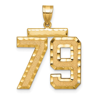 14k Yellow Gold Large Diamond-Cut Number 79 Pendant