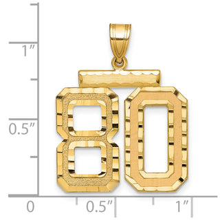 14k Yellow Gold Large Diamond-Cut Number 80 Pendant