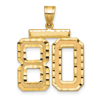 14k Yellow Gold Large Diamond-Cut Number 80 Pendant