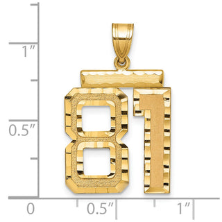 14k Yellow Gold Large Diamond-Cut Number 81 Pendant