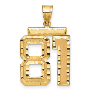 14k Yellow Gold Large Diamond-Cut Number 81 Pendant