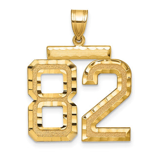 14k Yellow Gold Large Diamond-Cut Number 82 Pendant