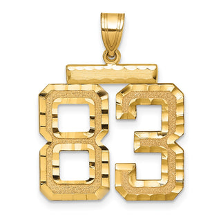 14k Yellow Gold Large Diamond-Cut Number 83 Pendant