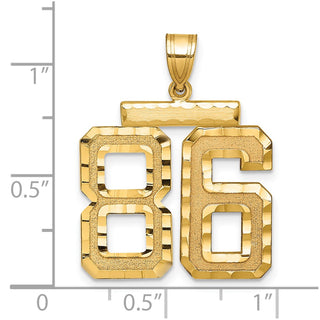 14k Yellow Gold Large Diamond-Cut Number 86 Pendant