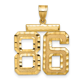 14k Yellow Gold Large Diamond-Cut Number 86 Pendant